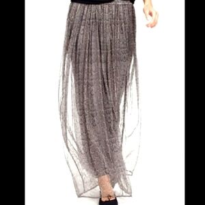 Chan Luu Snakeskin Print Sheer Crinkle Maxi Skirt Women's Size Large / XL